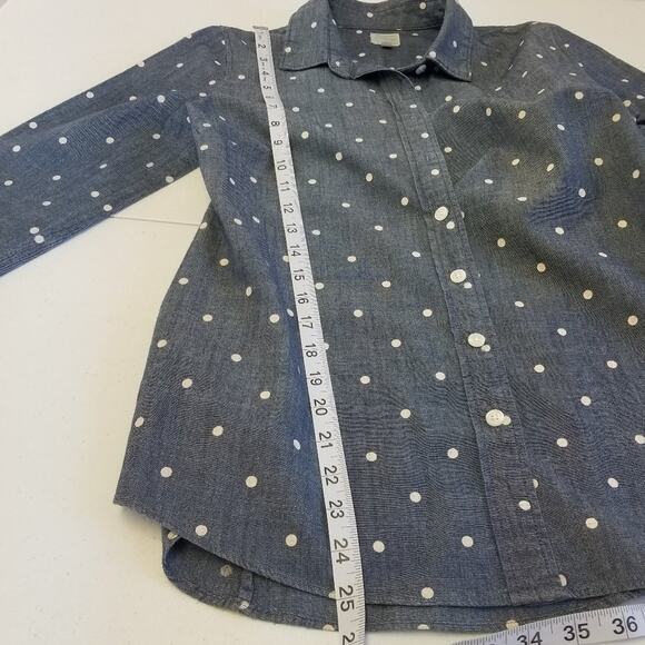 J Crew The Perfect Shirt Blue White Dot Fitted Button Down Very Good! Size XS - Picture 5 of 7